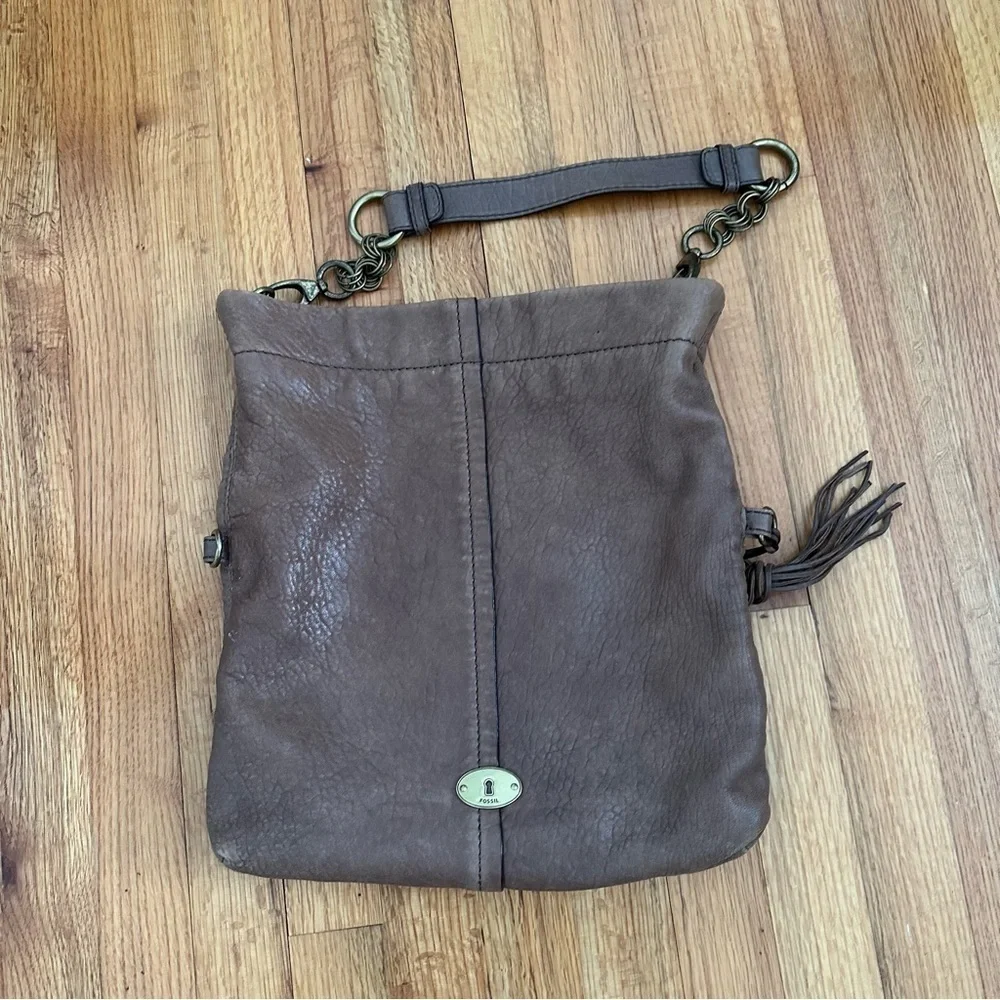 Fossil Brown Pebbled Leather Key +